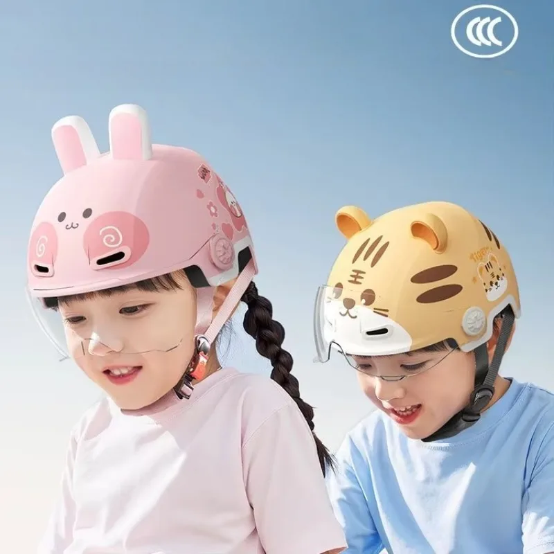 Electric Bike Safety Helmet Motorcycle Helmet for Boys and Girls Aged 3-12 Cute Cartoon Panda Half Helmet casco moto