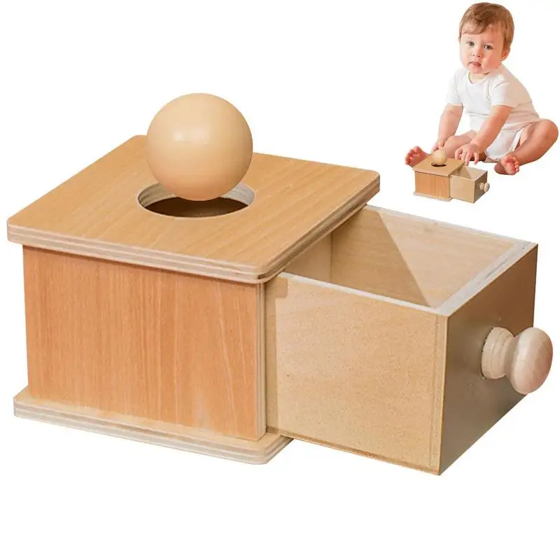 Wood Coin Box Toy Baby Coin Box Toy Intellectual Ball Box For Classroom Home Object Permanence Box Kids Wood Play Kit For