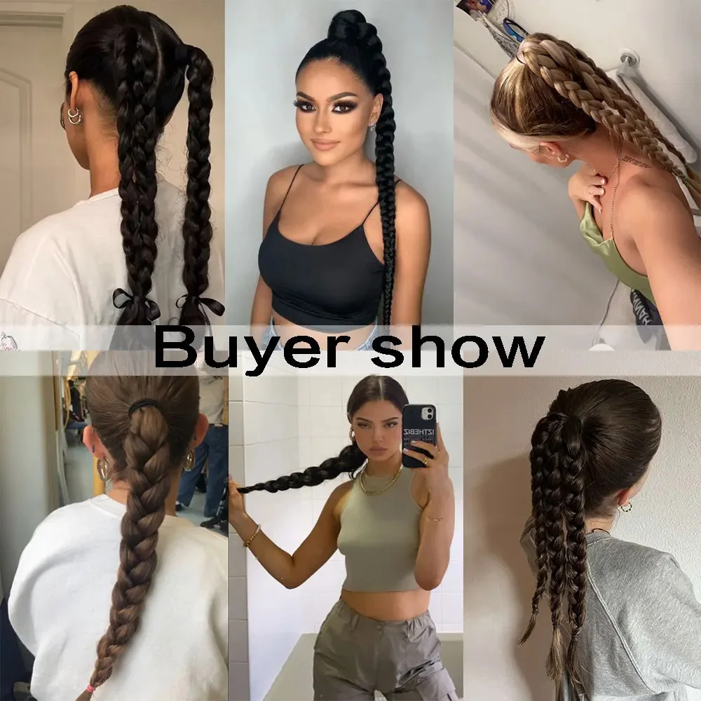 Synthetic 24inch hair extension wig ponytail with hair extensions Long Braided Ponytail Hair Accessories Christmas image 6