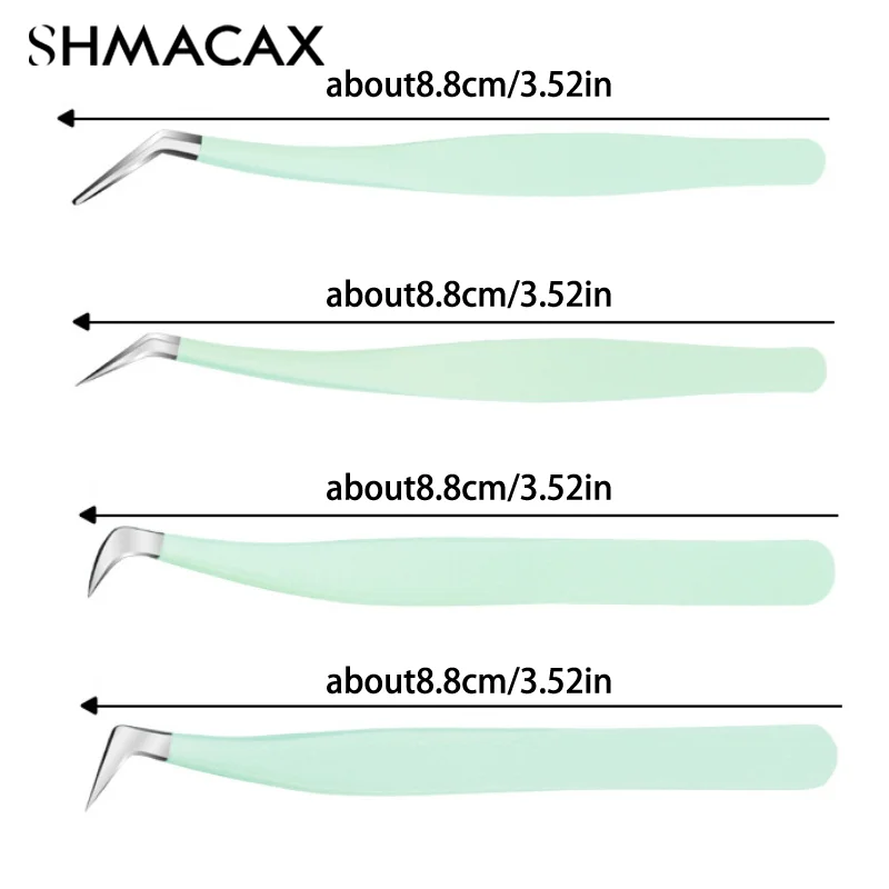 Pince à épiler en acier inoxydable pour extension de cils, pince à épiler de haute précision avec pointes en fibre, outils de maquillage anti-leges, sourire dur