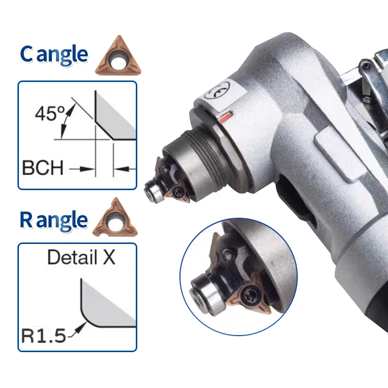 Handbediende schuine snijmachine met roterende snijder, voor het snijden van schuine oppervlakken