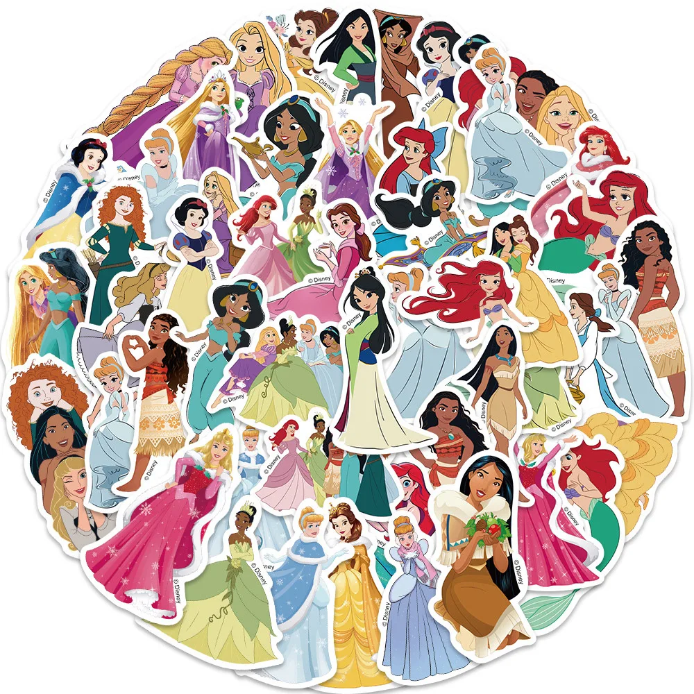 10/30/50PCS Disney Princess Stickers Snow White Cute Cartoon Decals DIY Skateboard Scrapbook Laptop Phone Guitar Car Sticker Toy