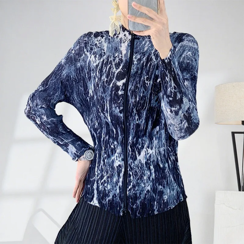 

Miyake плиссированные женские топы, новая летняя куртка, женская легкая дышащая куртка от солнца, тонкий кардиган Halo, верхняя одежда, женская одежда