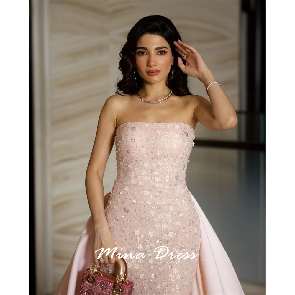 

Mina Customized Beads Luxurious Women's Evening Dresses for Special Occasions Sequins. Tube Top Luxury Prom Dress Elegant Gowns