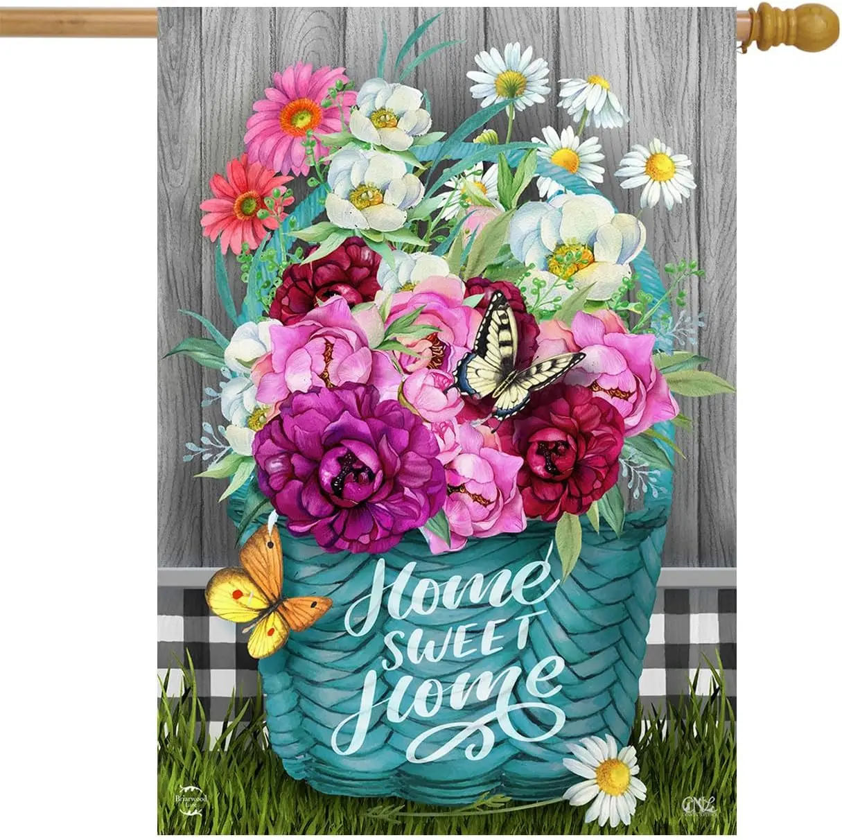Floral Basket Spring House Flag 40