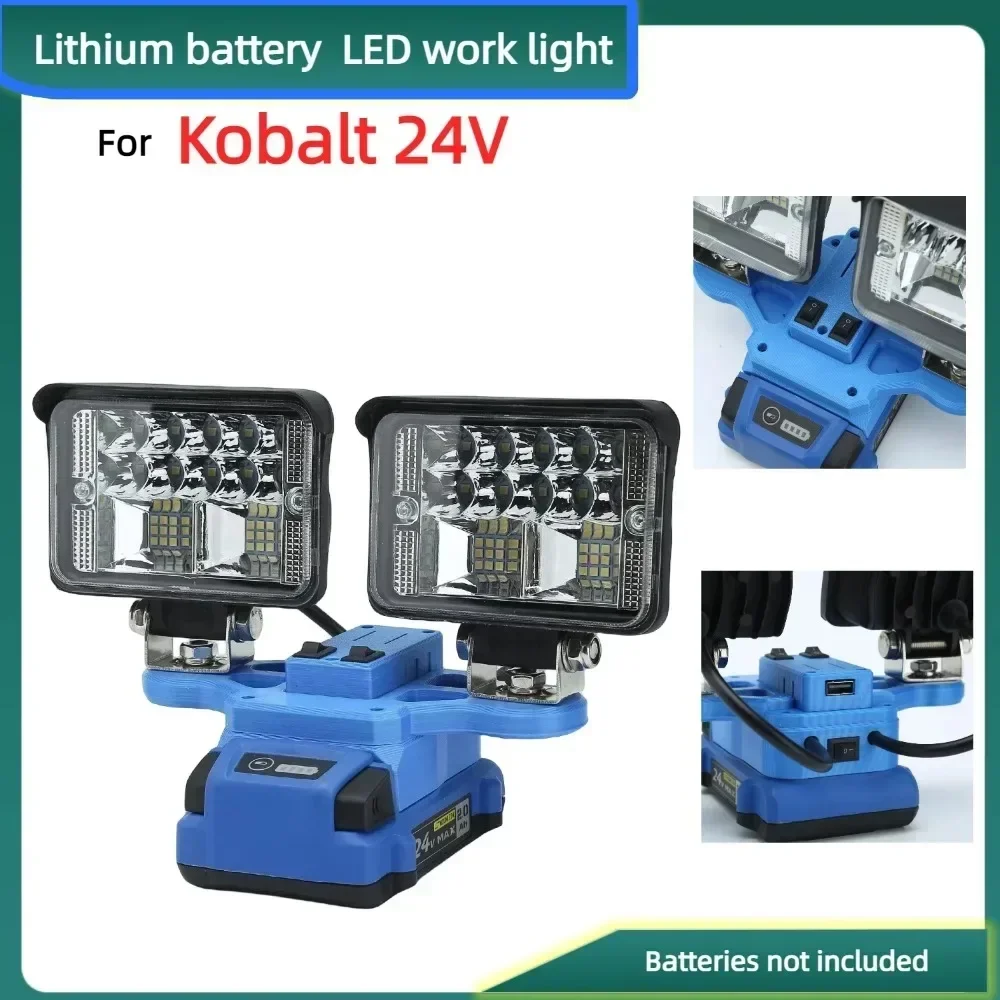 LED Work Light for Kobalt 24V Max Low Profile Battery Portable Outdoor Camping Emergency Lights W/USB Fast Charging(No Battery)