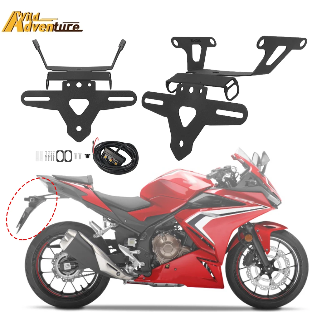 

For Honda CBR650R CB650R 2019-2022 2023 Motorcycle License Plate Holder Fender Eliminator Registration Bracket With LED Light