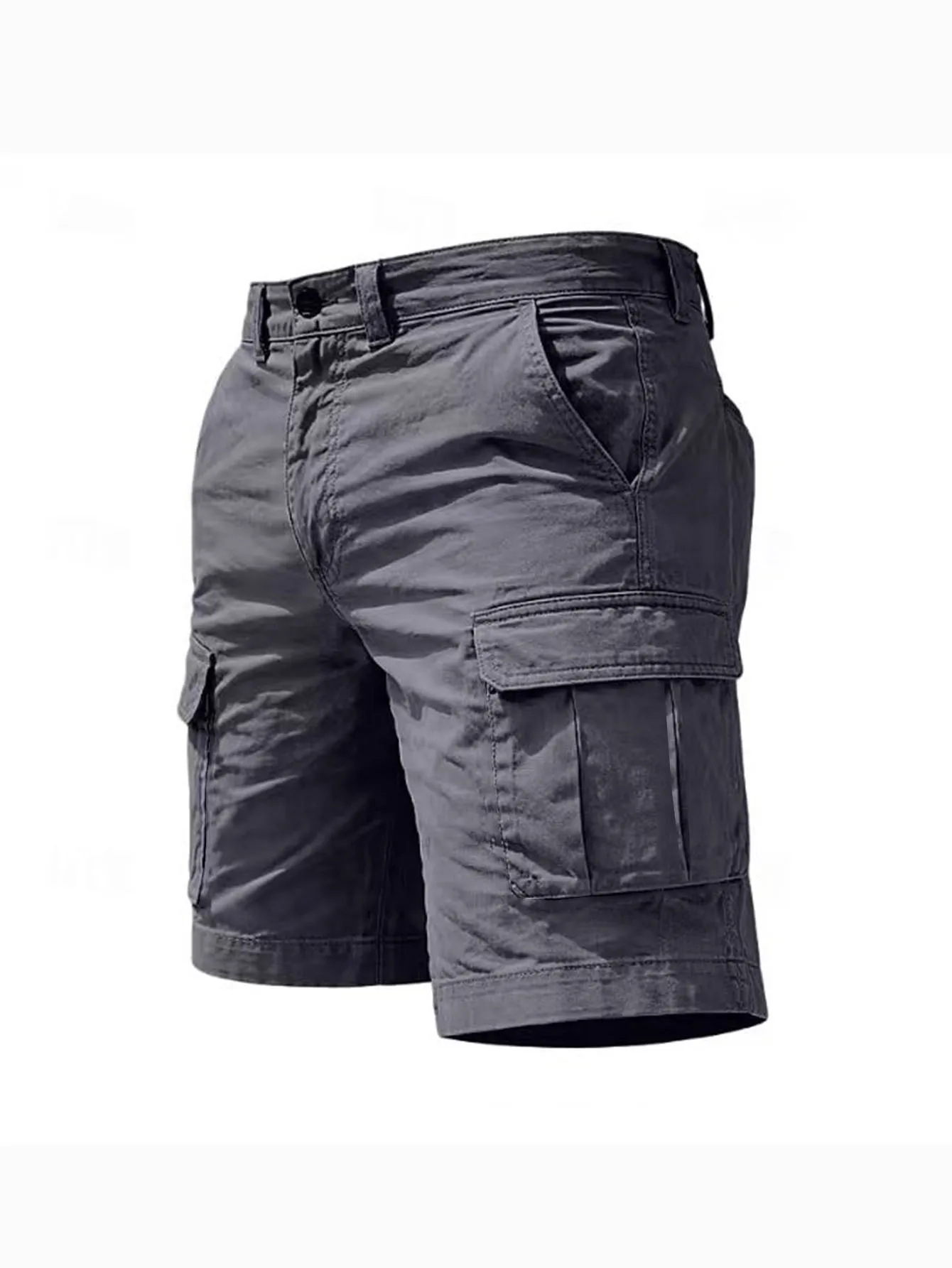 Sommerliche Casual Cargo-Shorts für Herren, Jogging-, Kletter- und Sportshorts mit elastischem Bund, einfarbig, für Männer, Jogger-, Arbeits- und Wandershorts – Detail 3