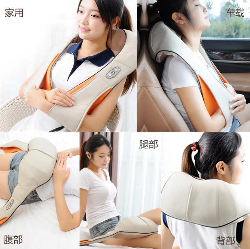Plug-in Neck Shoulder Massage Shawl Hot Compress Kneading Massager Home Car Dual Use Cervical Relief Device