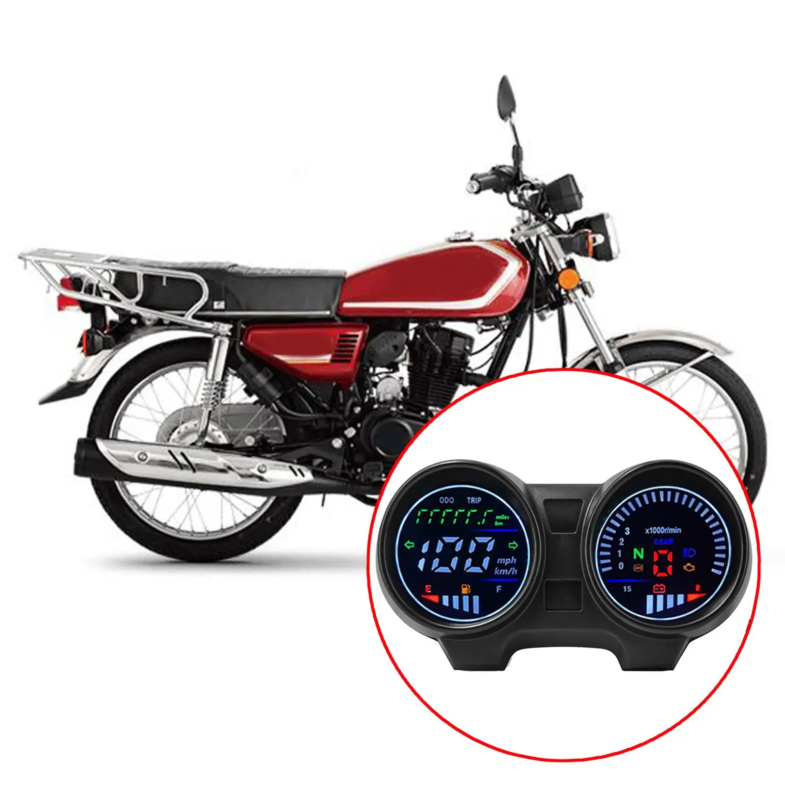 

Tachometer LED Display Motorbike Parts Odometer Speedometer Motorcycle Instrument for Honda CG125 CG150 Titan150 Fan 150
