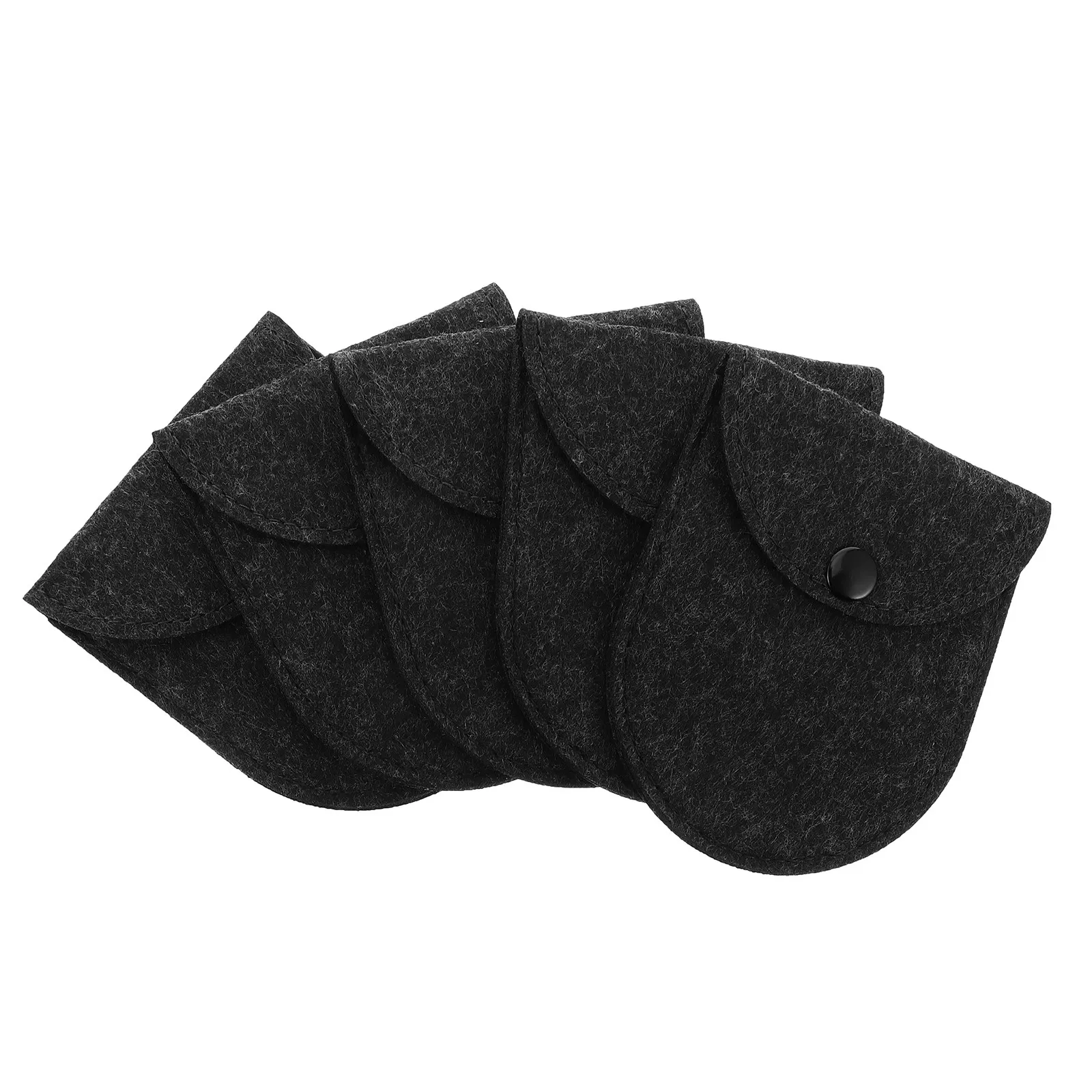 

5Pcs Felt Pouch Black Mini Size Protective Storage Bag Purse Carrying Case for Accessories Portable