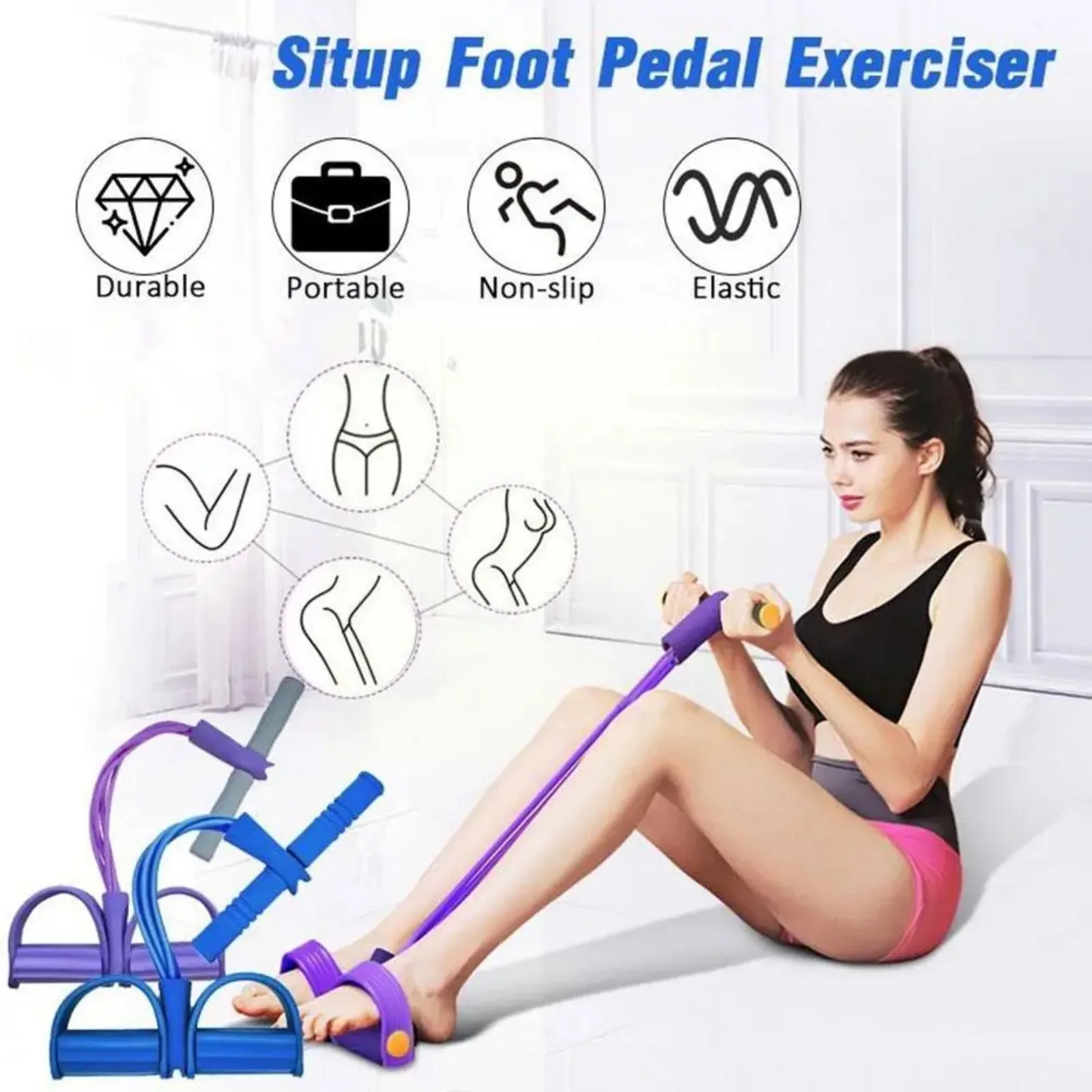 Pedal Resistance Band Latex Bodybuilding Expander Exercise Equipment Tension Pull Stretching Rope Up Tummy Trimmer Yoga Sit