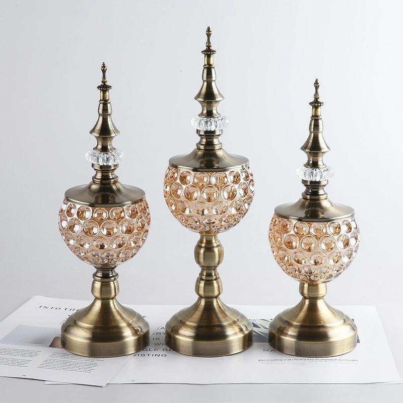 

Glass metal candy plate storage jar modern creative decoration