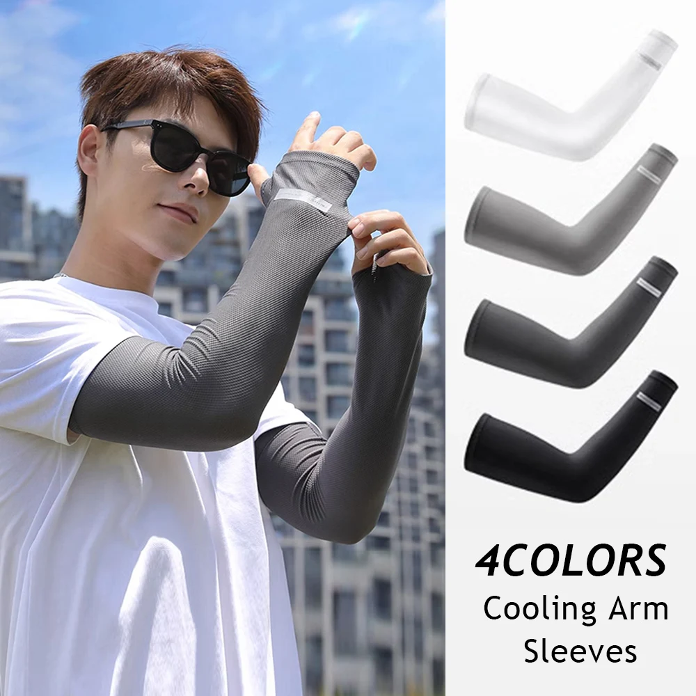Sarung tangan es elastis lengan tabir surya perlindungan luar ruangan sarung tangan tahan UV sarung tangan penyerap keringat Mangas Largas untuk Brazo