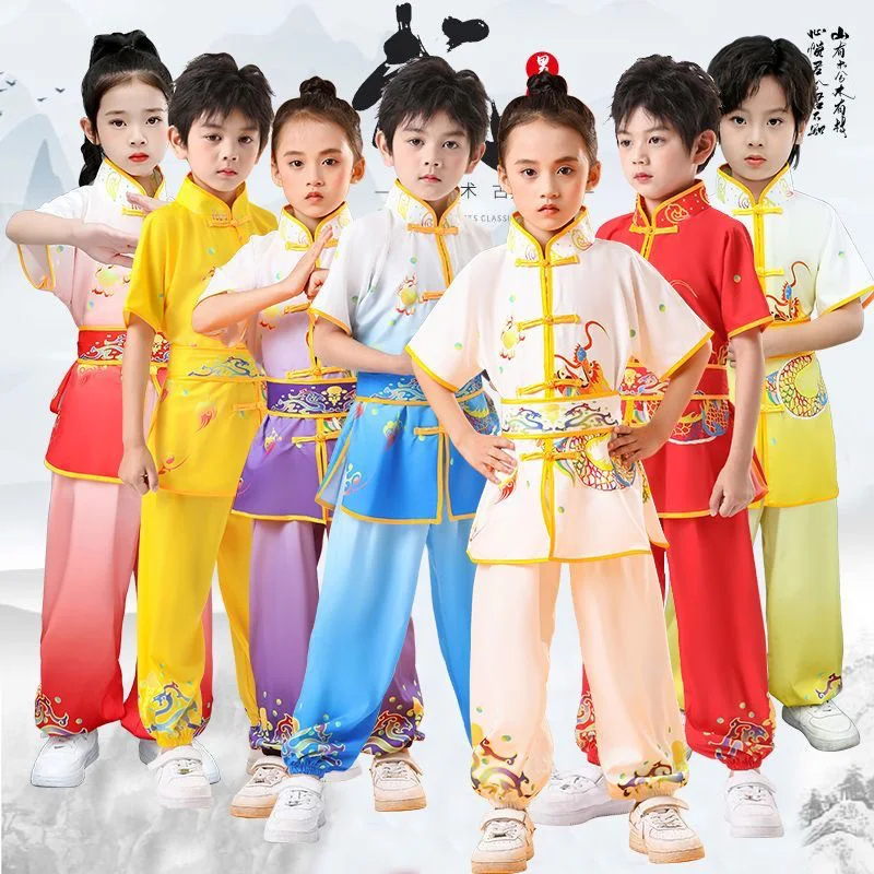 Dziecięcy strój do wushu dla chłopca, kostium do występów Tai Chi, dziecięca odzież do tańca scenicznego, dziecięcy strój do kung fu, dziecięcy uniform do sztuk walki dla dzieci.