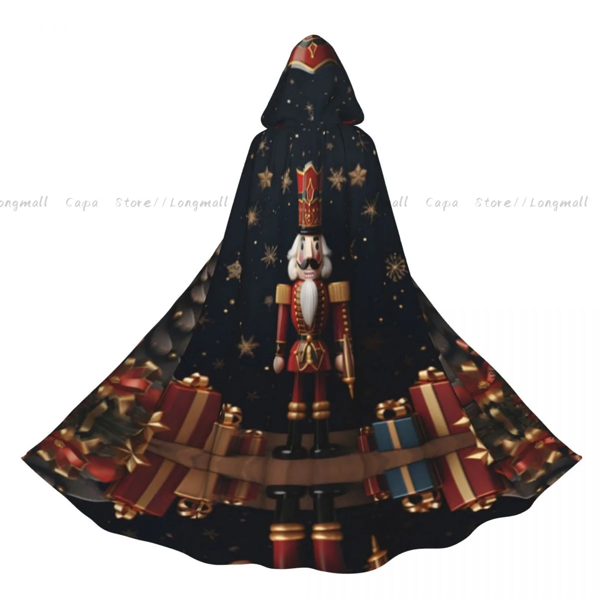 Christmas Nutcracker Hooded Cloak Coat Halloween Cosplay Costume Vampire Devil Wizard Cape Gown Party