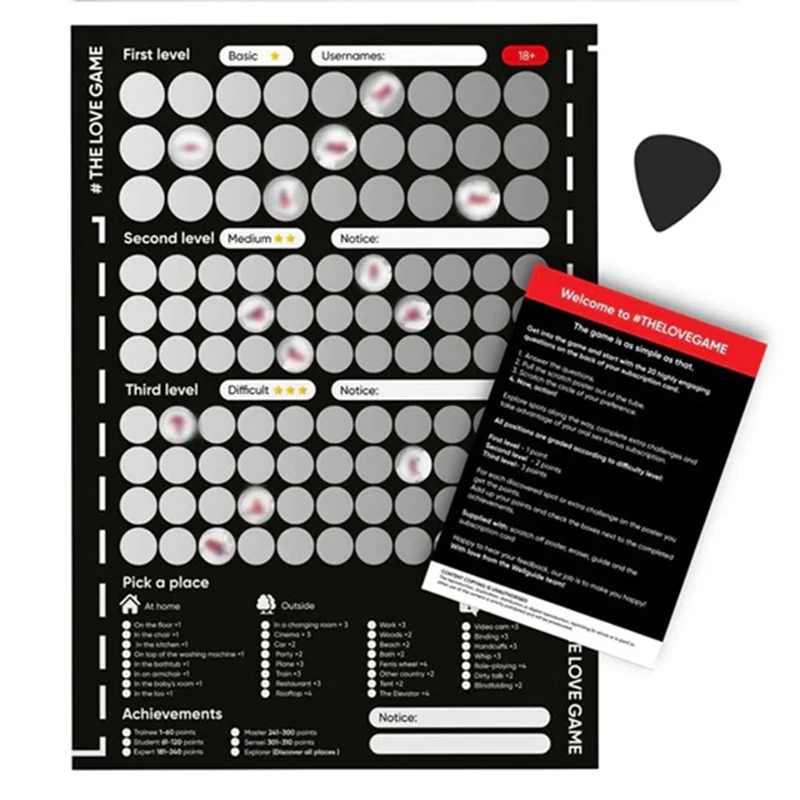 The Love Game Scratch Off Poster Game dla par Prezenty walentynkowe Plakat ścienny Prezent dla niej i dla niej