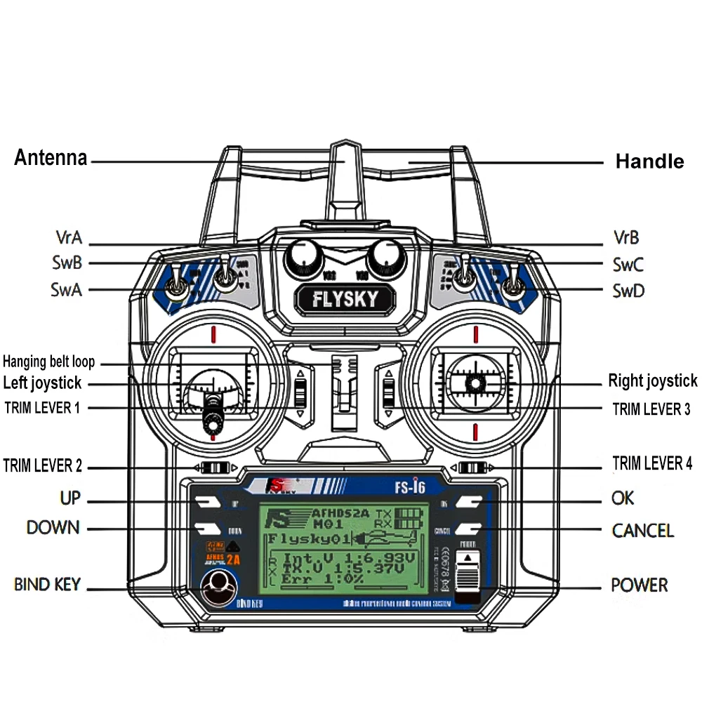 Flysky FS I6 FS-i6 2.4G 6ch RC الارسال تحكم FS iA6 iA6B استقبال ل RC قارب هليكوبتر الطائرة بدون طيار كوادكوبتر شراعية أجزاء