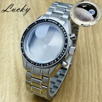 Funda trasera de Luna de acero inoxidable para reloj de 39,7mm, compatible con movimiento VK63 VK64, accesorios para reloj, adecuada para caja de reloj con correa de 20mm