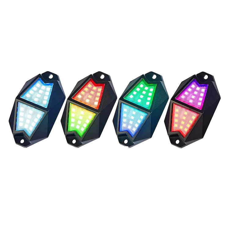 2024 New Hotsale RGB Rock Lights 210 Degree 104 LED IP67 Waterproof 9-32V DC Car Light Upgrade