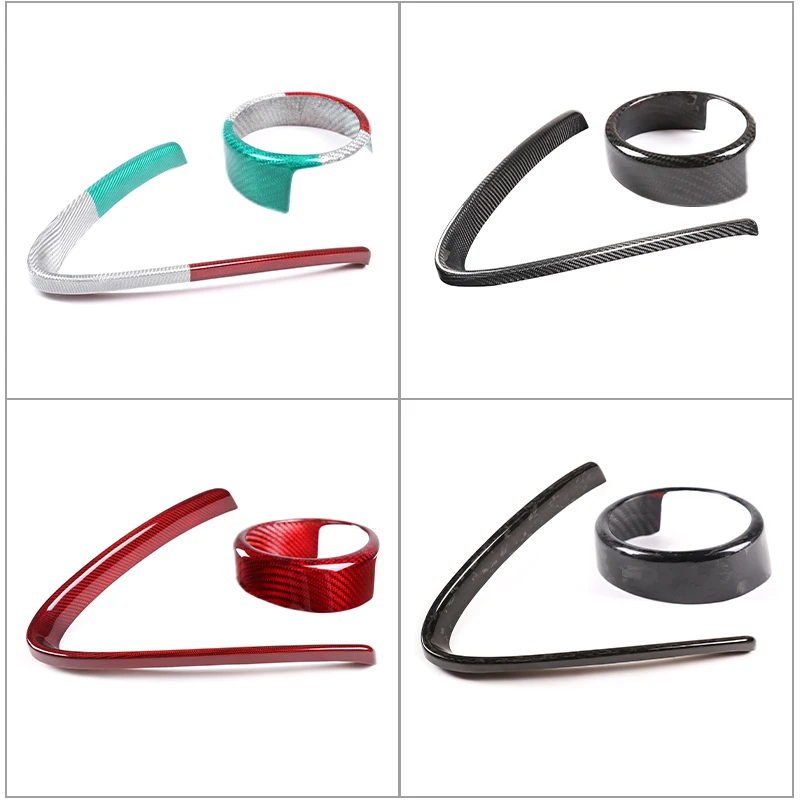 For Alfa Romeo Giulia 2017-2020 Real Carbon Fiber Car Front Bumper Air Grilles V Frame Decoration Trim Sticker Logo Cover