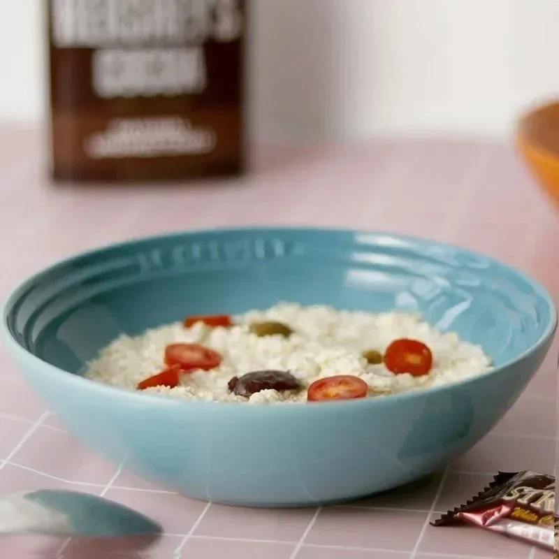 Plato de cena de cerámica, cuenco de sopa de porcelana de 7 pulgadas, plato de comida de ensalada de postre, bandeja de servicio de cocina, vajilla