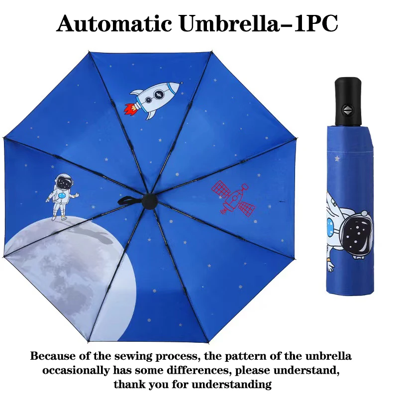 Uv umbrella Outer Space Astronauts Umbrella Folding Wind and waterproof Parasol Adult students Children\'s automatic umbrella