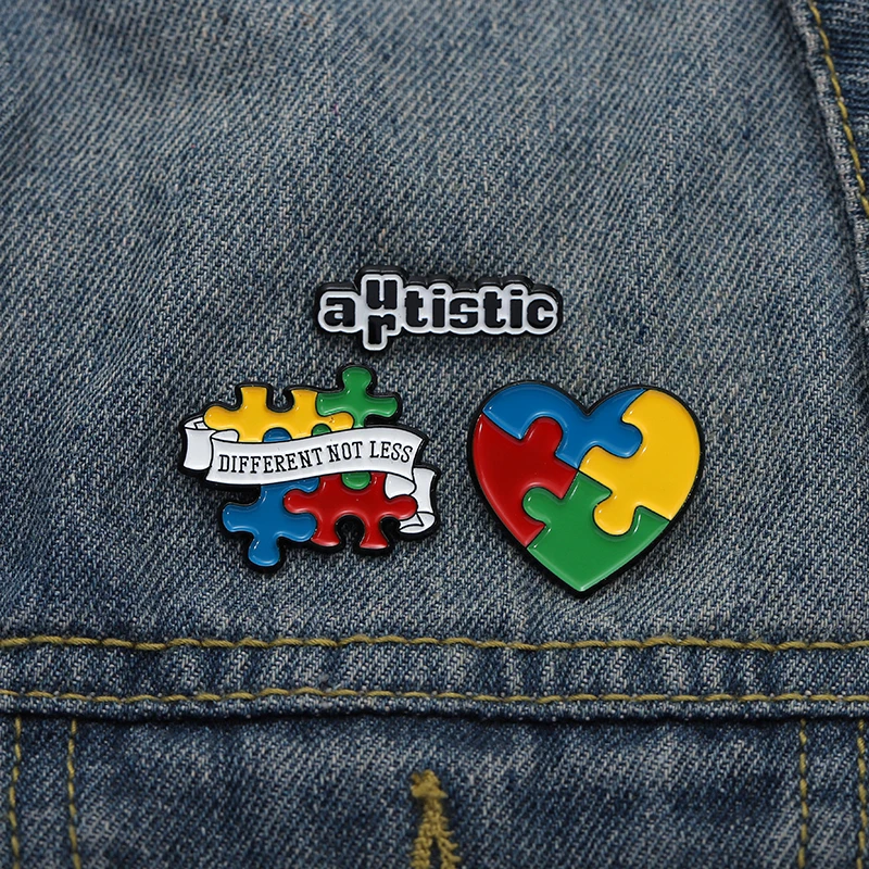 Autistic Puzzle Enamel Pins Custom Teach Love Hope Inspire Brooches Lapel Badge Backpack Accessories Gift for Autism Friends