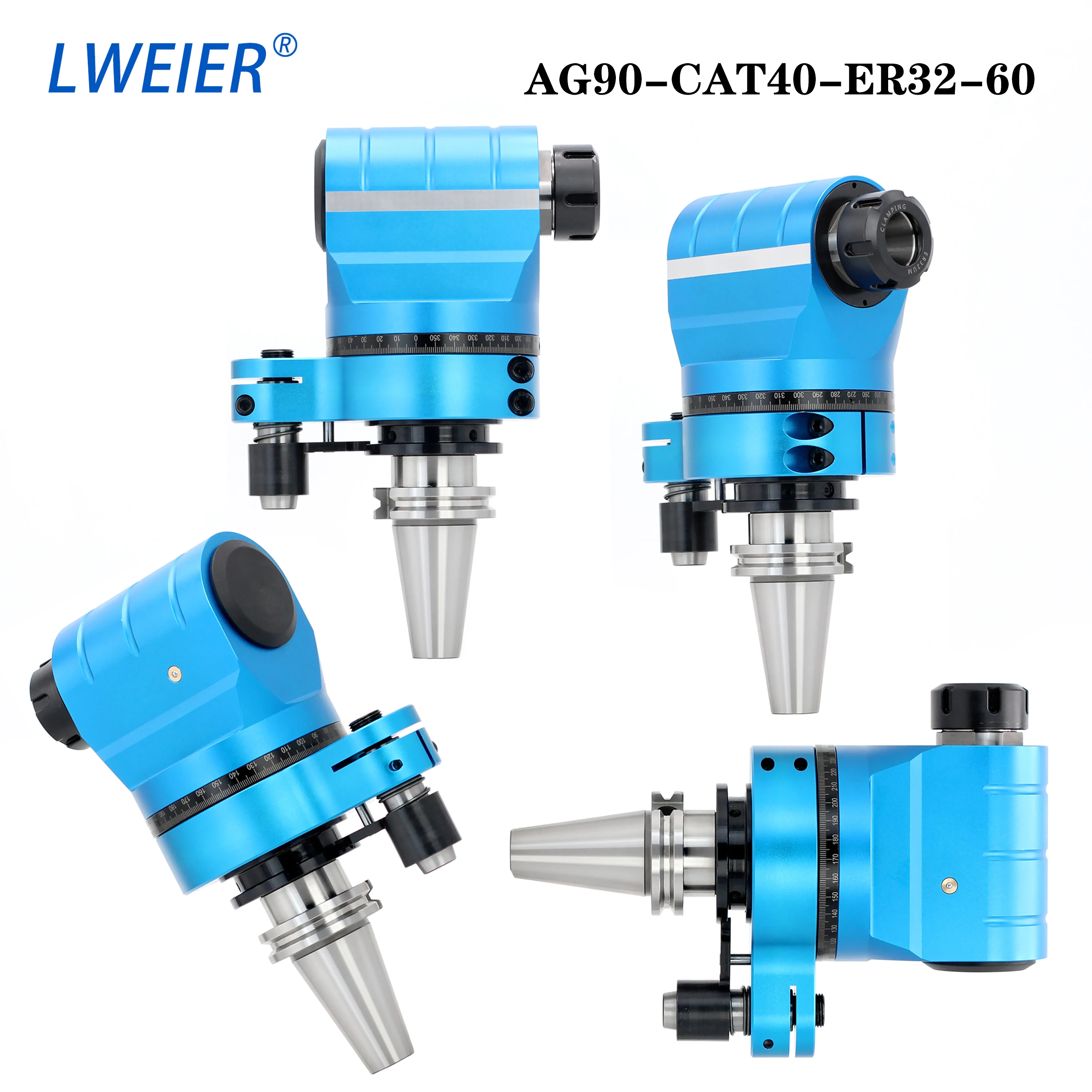 LWEIER 90 Degree Side Milling Angle Head Machining Center Side Milling Head 40-ER32-60 Milling Surface Drilling and Tapping