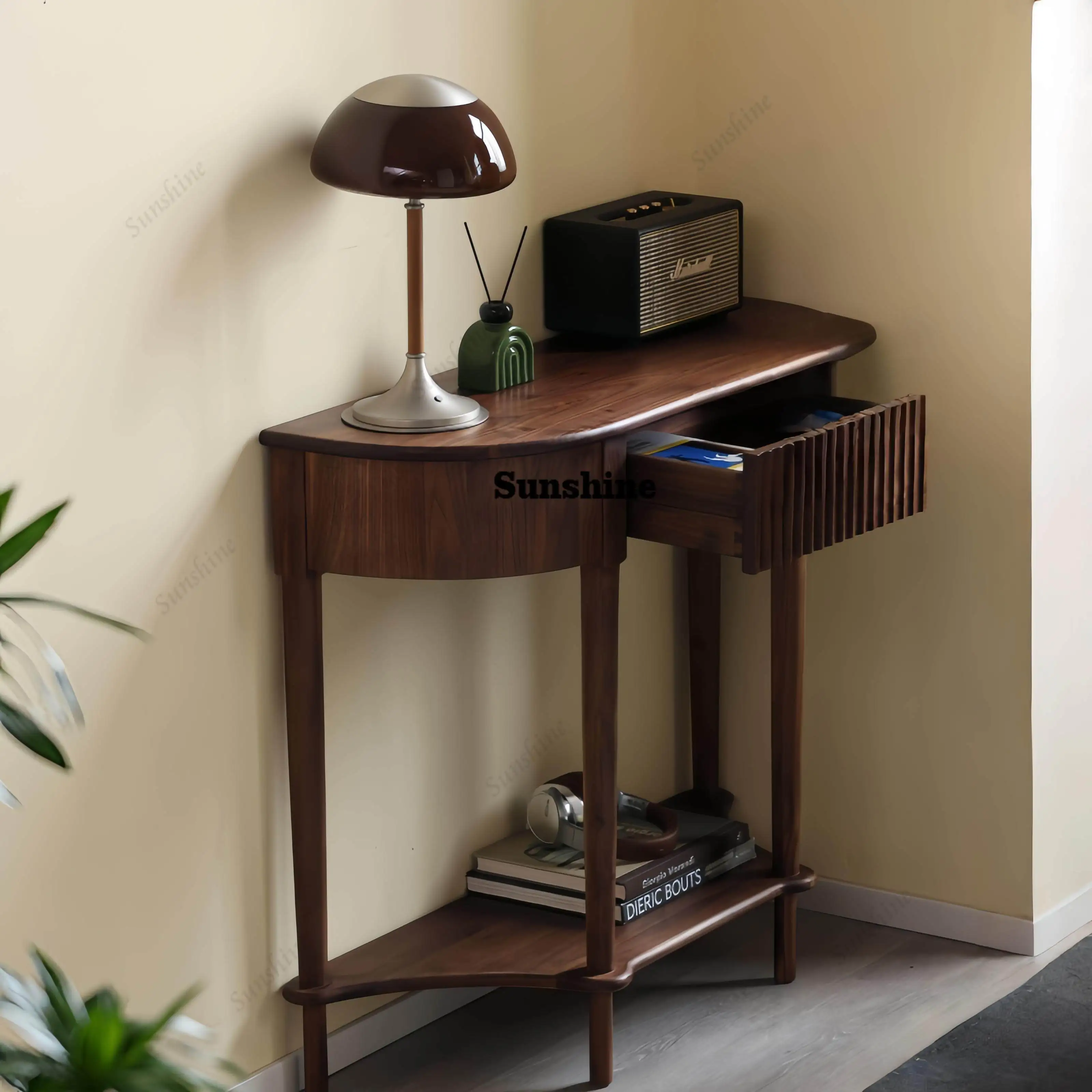 Enter the entrance platform against the wall, aisle entrance table, simple solid wood narrow side table