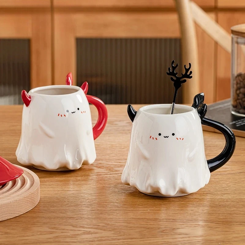 Cartoon Little Devil Ceramic Mug Coffee Milk Tea Water Cup Cute Breakfast Cups Household Drinkware Couple Mugs Halloween Gifts