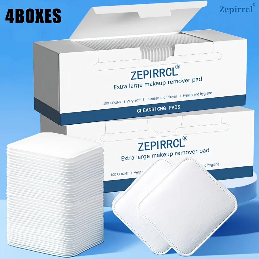 400SHEETS Disposable Boxed Square Makeup Remover Pads Dual-Use for Dry or Wet Application Thickened Soft Texture Multi-Purpose Skincare Tool Facial Care Product Suitable for Daily Skincare, Skin Cleansing, etc. 7*6cm