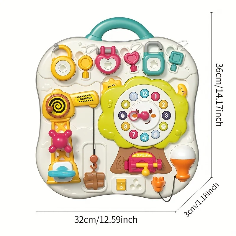 Baby Toddler Early Educational Activity Mat, Busy Board with Cause & Effect Learning, Fine Motor Skills Development for Ages 0-3