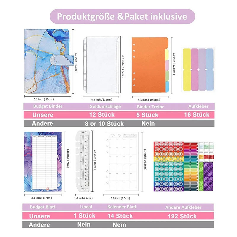 Budget Planner Money Envelopes Binder - Organiser Notebook With Budget Sheets Money Storage Money Book With Films