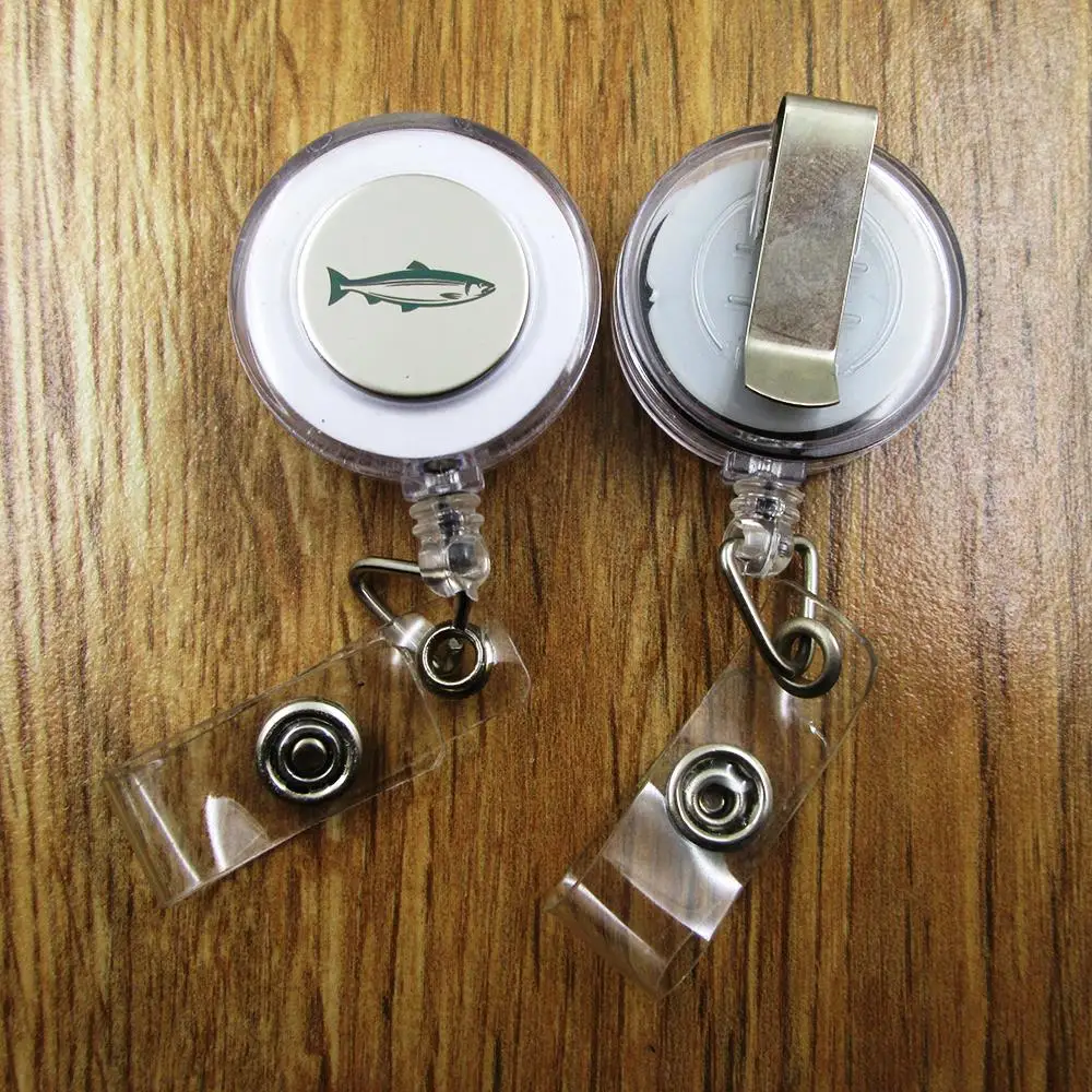 3pcs/lot Salmon Stainless Steel Charm Retractable Recoil Id Badge Bolder Credential Pass Nurse Accessories Occupation Gift