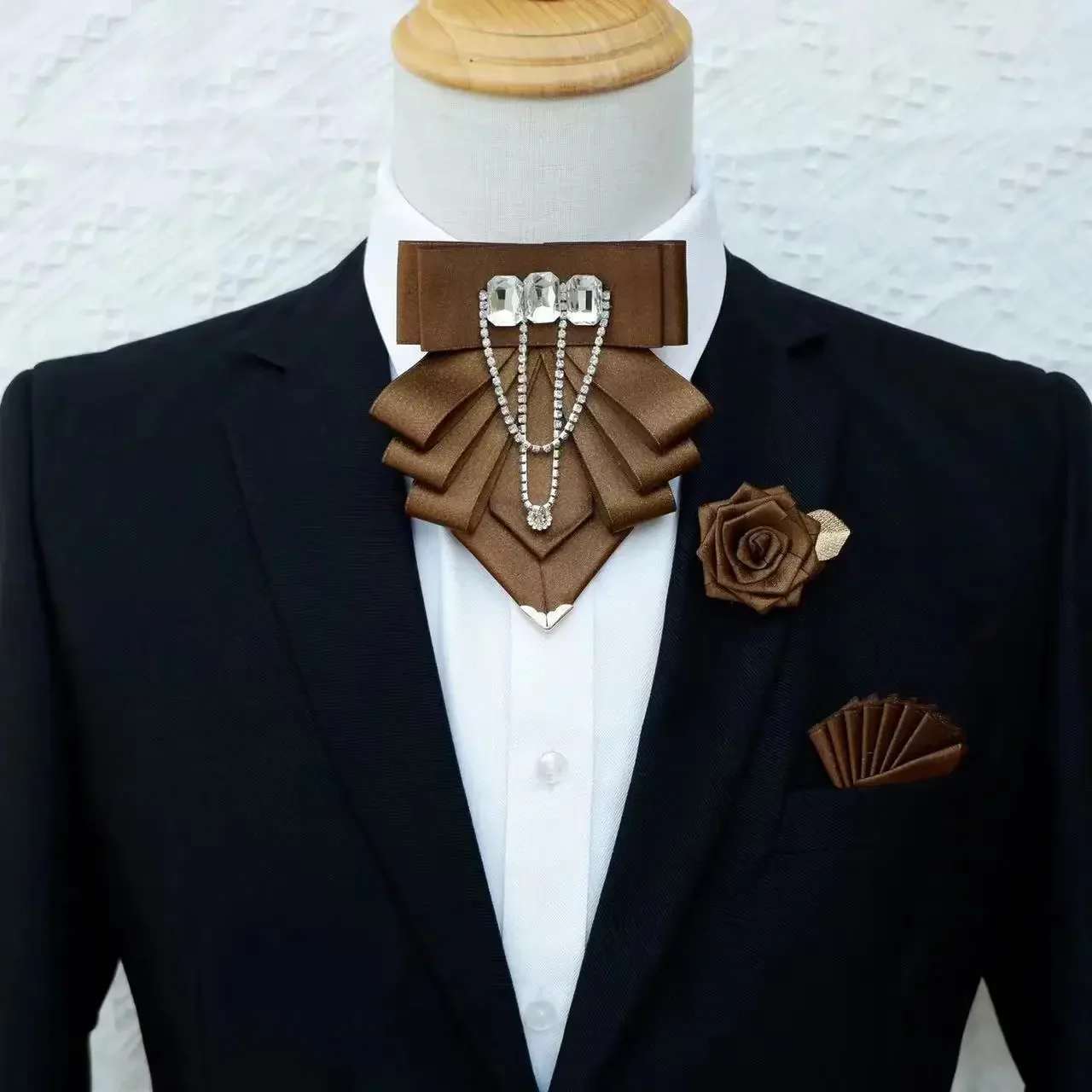 Original Handmade Tassel Rhinestone Bow Tie for Men and Women, English and Korean Business Attire, Wedding Bow Set of Three