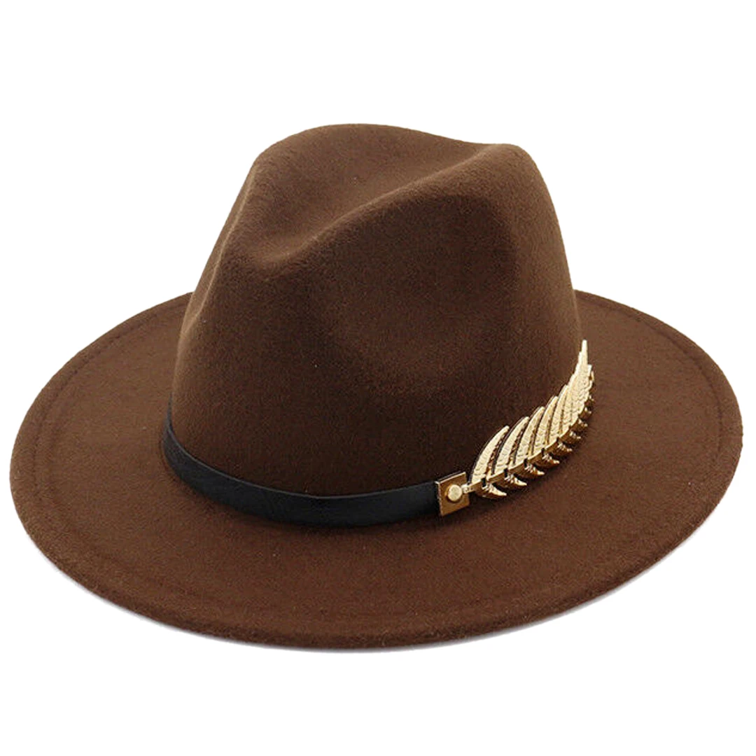Women's Men's Fedora Hat Wide Brim Church Wedding Jazz Panama Caps Autumn Casual Outdoor with Plastic Fish Bone Belt