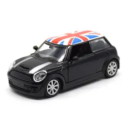 1:32 lega per Mini Cooper UK Flag Car Model Decoration Ornaments Diecast da collezione Car Toy Vehicle Ornament Souvenir Gifts