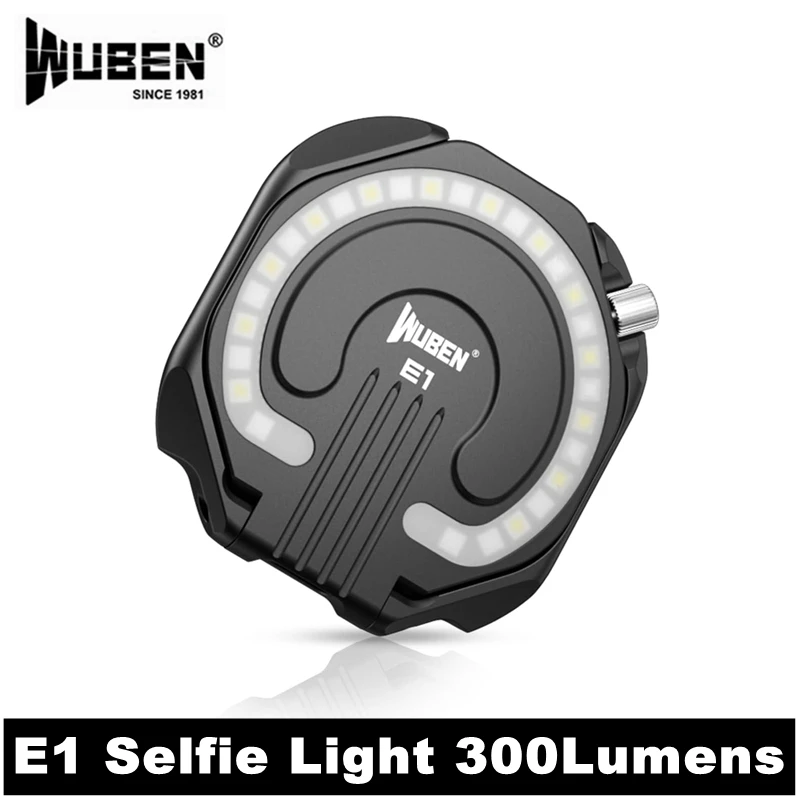 WUBEN E1 Mini EDC Rechargeable Flashlight 300Lumens Portable Waterproof LED Selfie Light For Magnetic Phone Stand 3 Light Modes