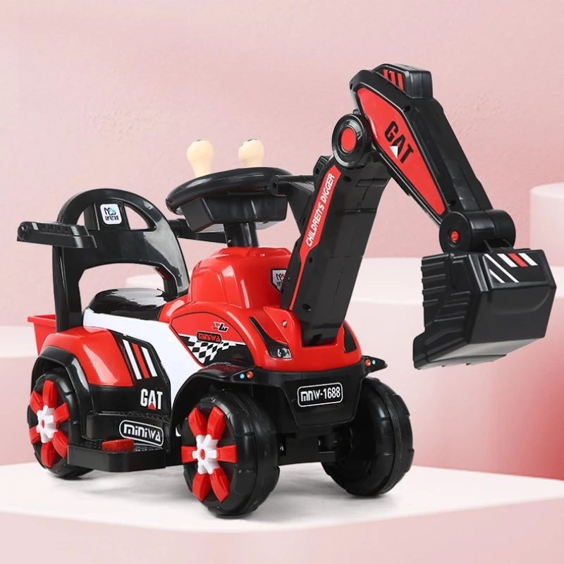 ‌ Veículo de passeio de escavadeira de brinquedo elétrica ‌ , Escavadeira de construção com luzes LED, brinquedo de engenharia para meninos de 2 a 5 anos, presente de aprendizagem STEM