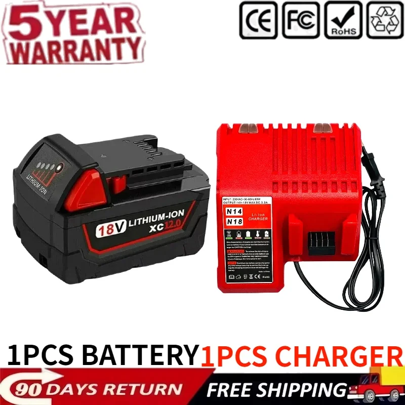 

For Milwaukee M18 18V9.0Ah M18 48-11-1815 48-11-1850 2646-20 2642-21ctFor Milwaukee18650 Tool Rechargeable Lithium Battery