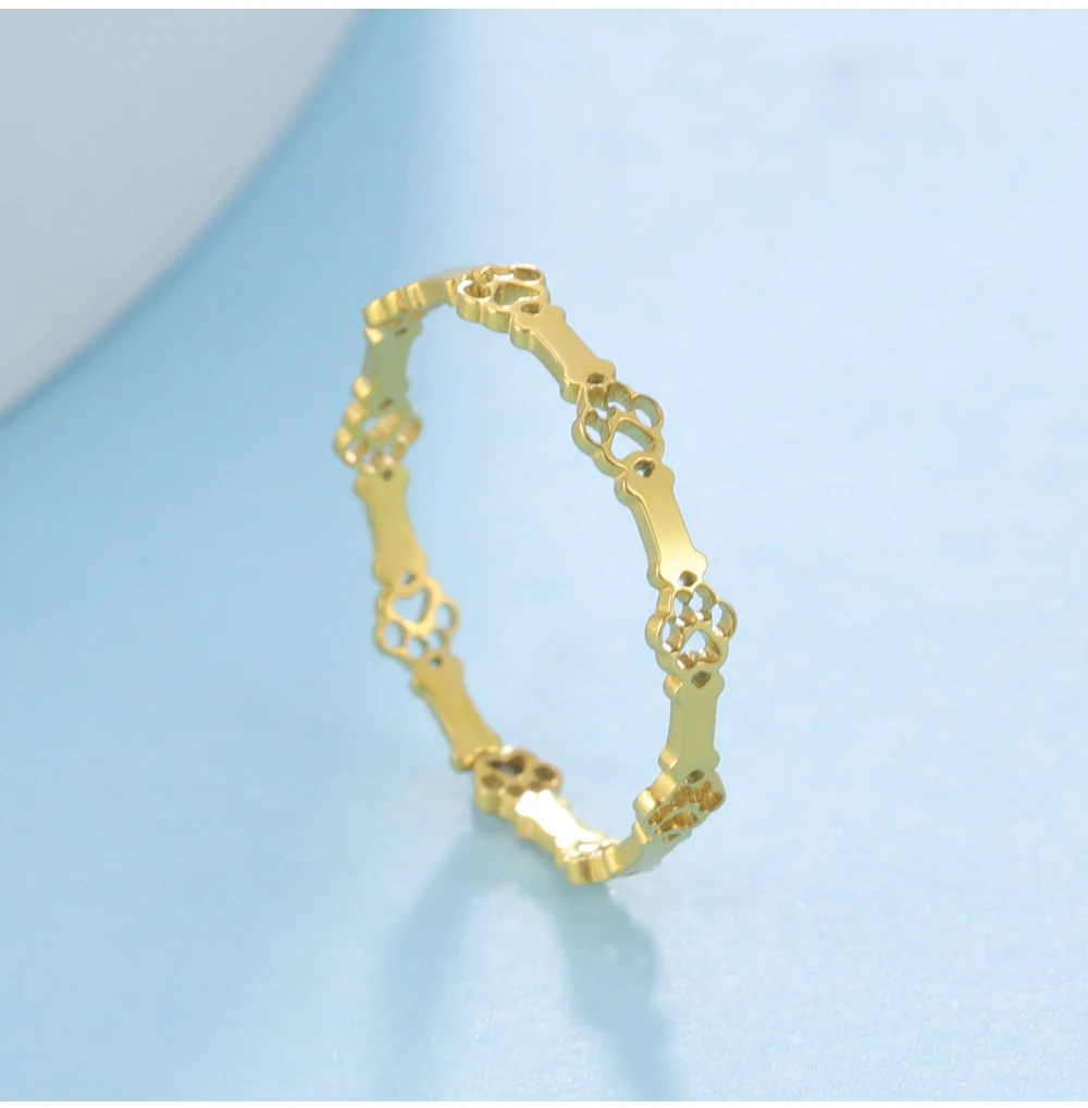 Cooltime Tier Hund Pfote Knochen verstellbare Ringe für Frauen Edelstahl offene Fingerringe Schmuck Anillos Mujer – Detail 7