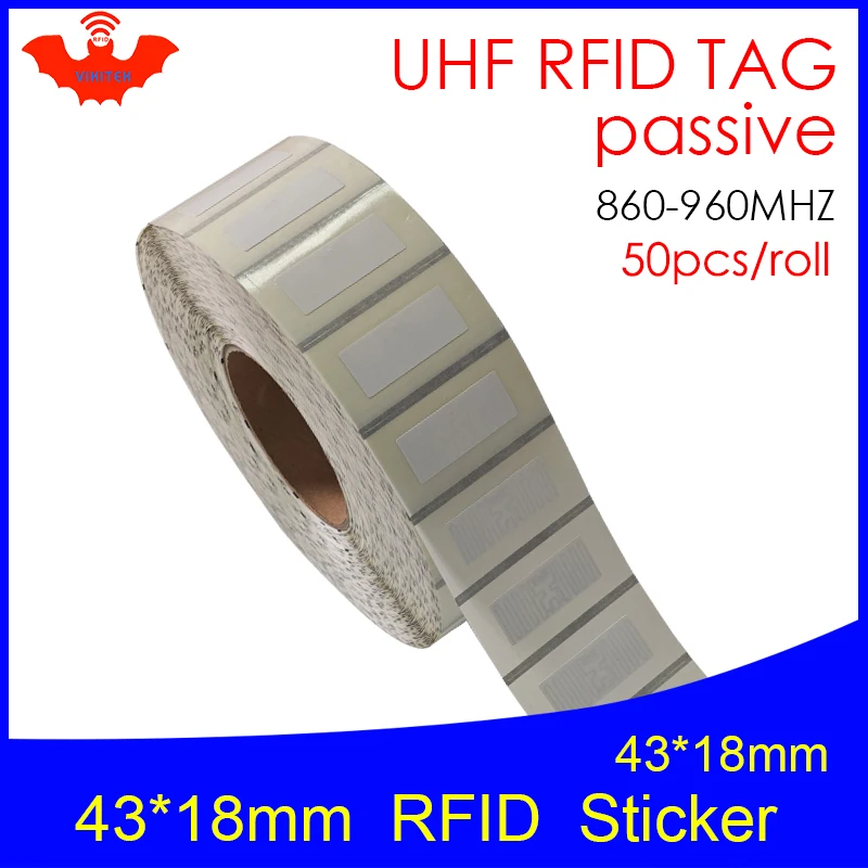 

RFID tag UHF sticker NXP U8 43x18mm printable copper label 860-960MHZ EPC 6C 50pcs free shipping adhesive passive RFID label