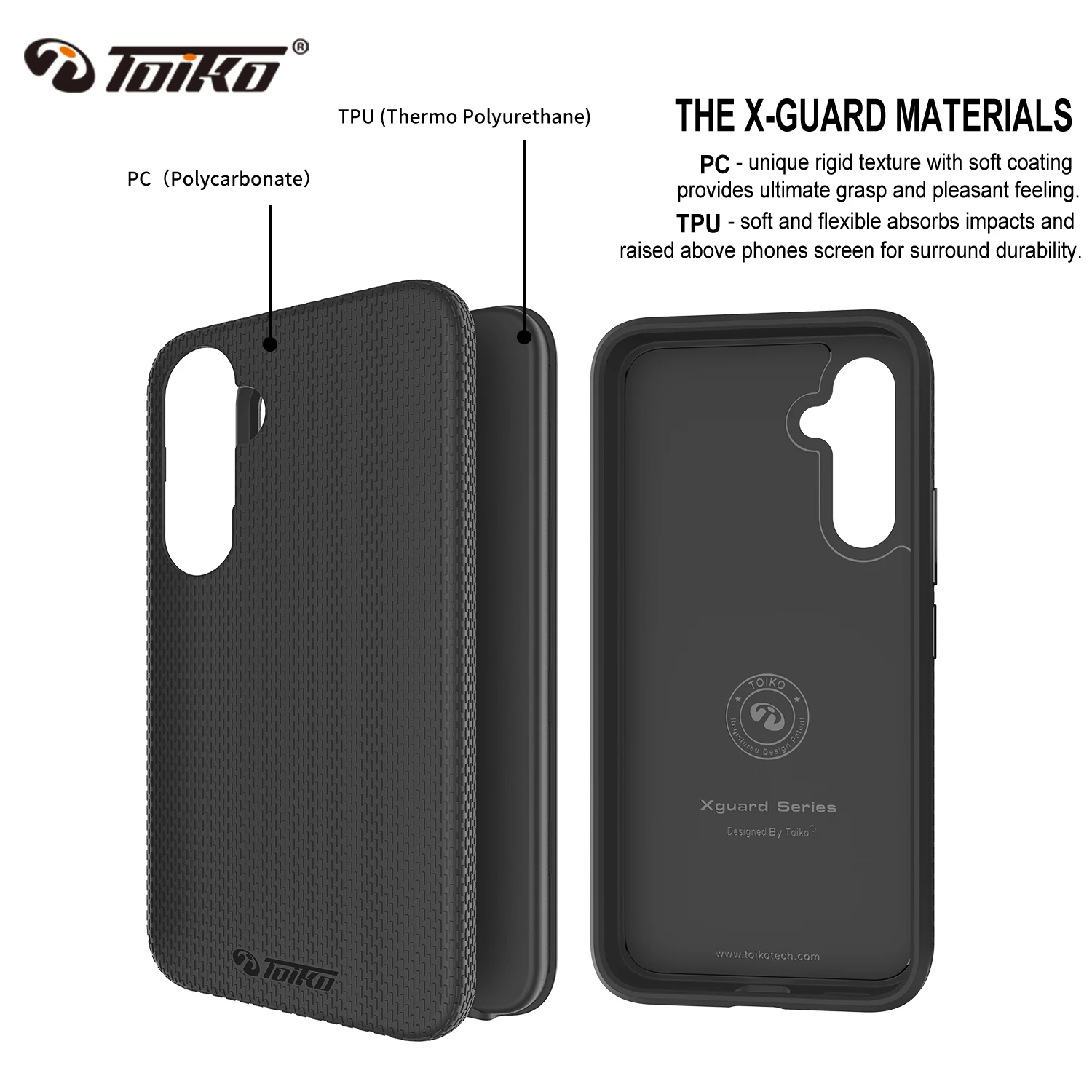 TOIKO X Guard 2 in 1 Protection Cover for Samsung Galaxy A54 A34 A24 A14 Shockproof Rugged Armor Case Hybrid PC TPU Shell Bumper