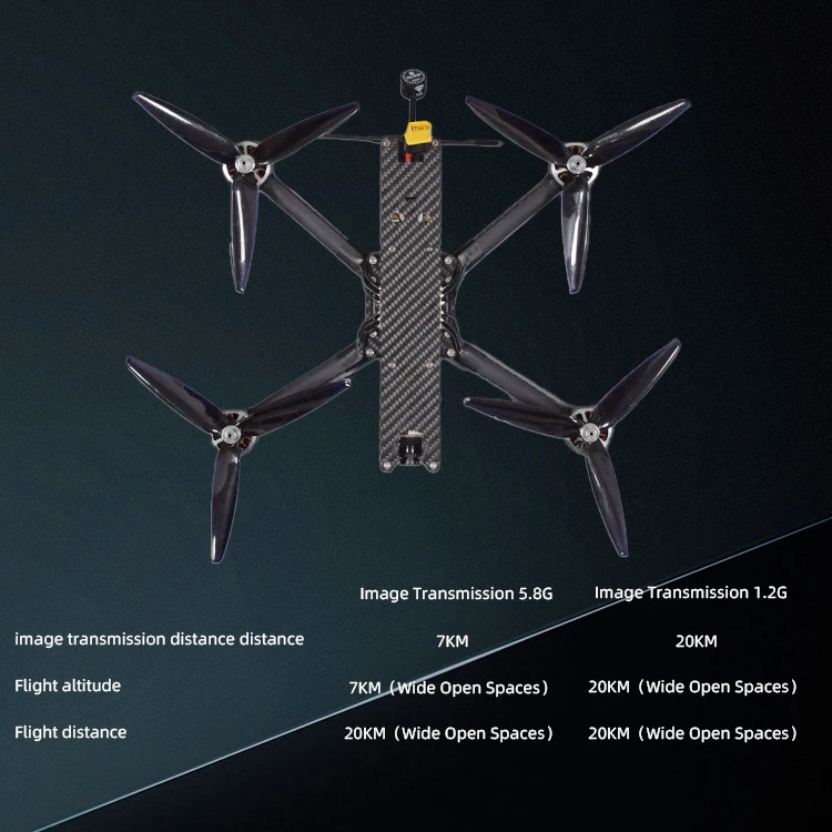 Kit Drone Profissional de Alta Velocidade, FLH7 7-Polegada Produtos de alto escalão, UAV de alta velocidade UAV, pode carregar 2kg, Altitude KM