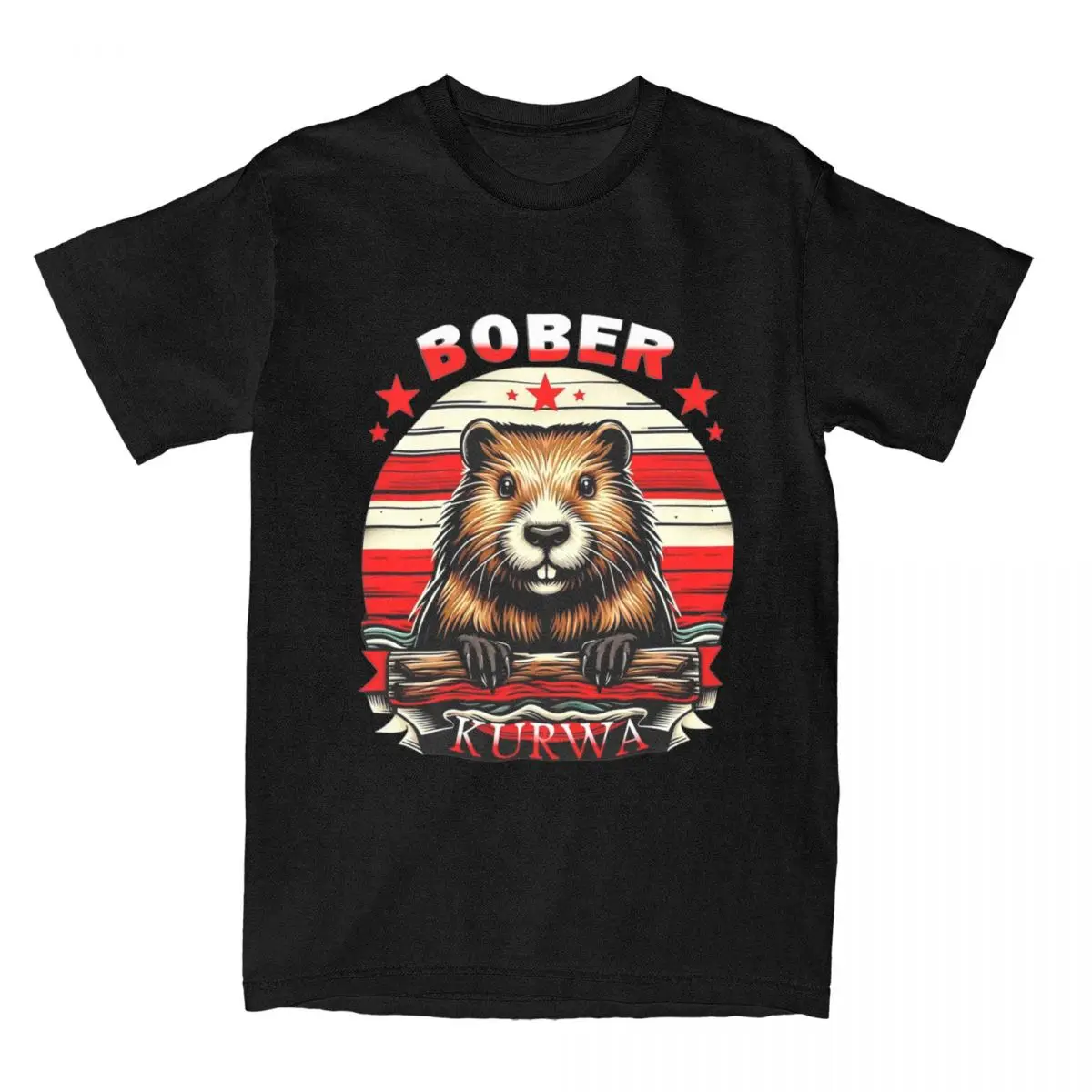 Men Beaver Bobr Bober Kurwa Meme T Shirts Pure Cotton Tops Funny Short Sleeve Round Collar Tee Shirt 4XL 5XL 6XL T-Shirts