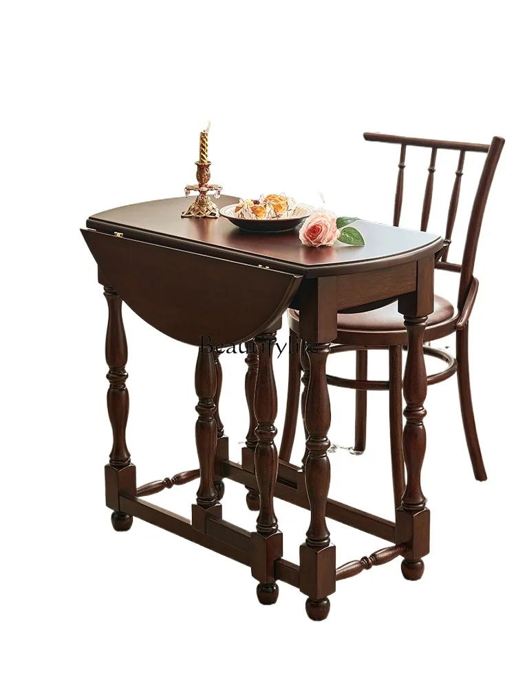 

French medieval style all solid wood butterfly retro folding table balcony living room home coffee table