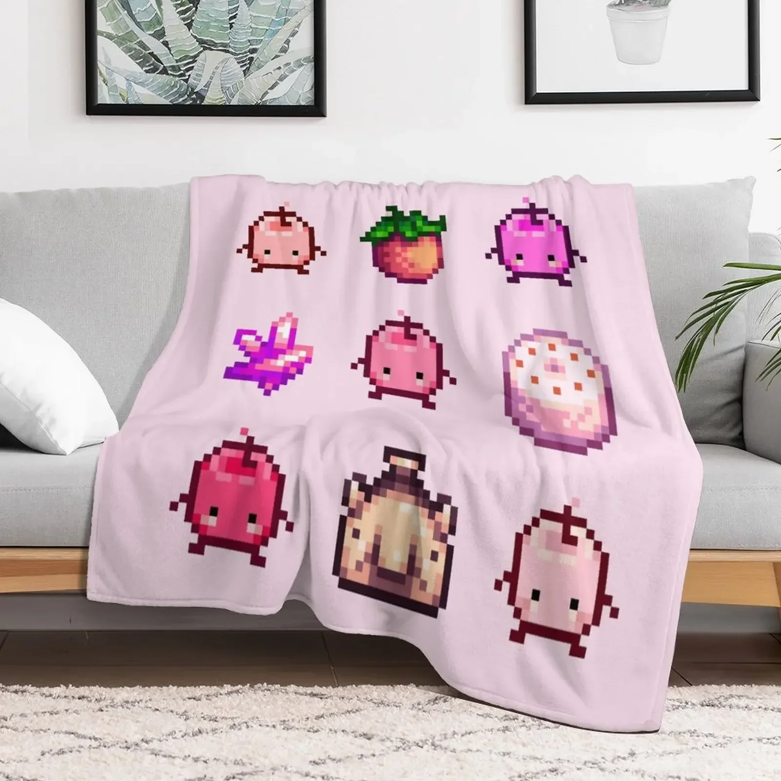 

Stardew Valley Pink Junimo Set Throw Blanket Sofa anime blankets and throws Blankets