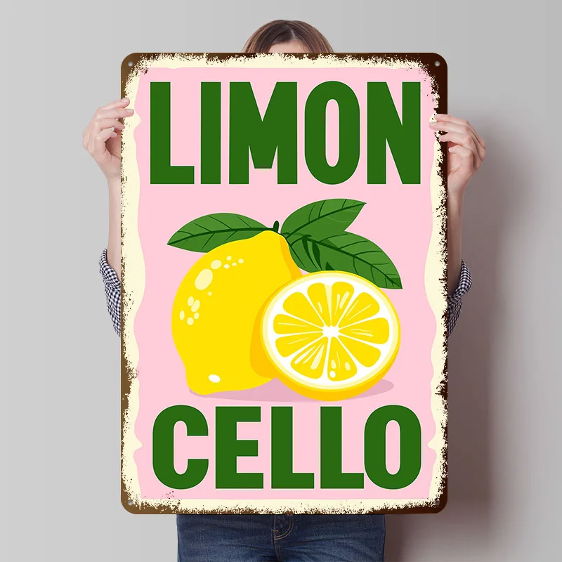Limoncello - Póster Metálico Vintage de Limón, Arte de Pared Personalizado, Letreros Retro Vintage de Hojalata para Decoración de Bares y Accesorios para la Cueva del Hombre, Decoración del Hogar