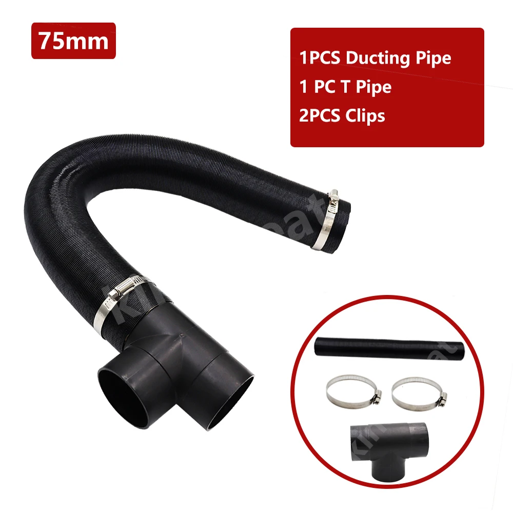 75mm Car Heater Replacement Kits Air Diesel Parking Heater Ducting Pipe Air Vent Outlet Hose Tube Connector w/Hose Clips